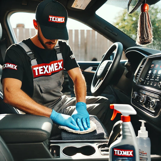 TexMex Furniture and Detailing Co employee Detailing a Car Interior