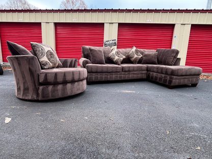 Brown 2Pcs Sectional w Swivel Chair