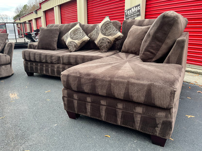 Brown 2Pcs Sectional w Swivel Chair