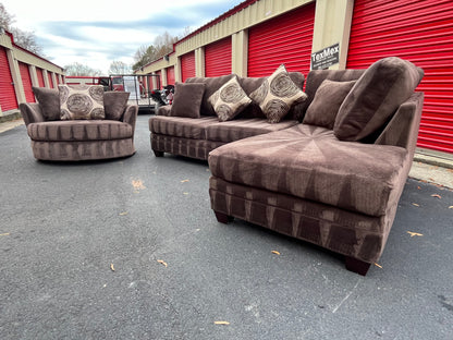 Brown 2Pcs Sectional w Swivel Chair